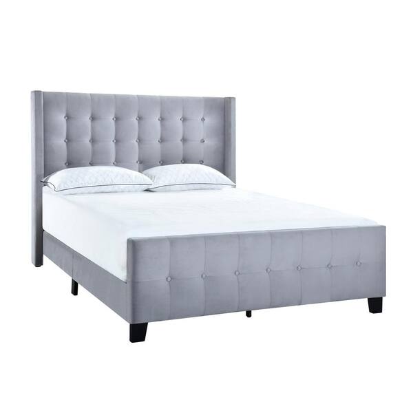 HMidea Modern Wing Dove Gray King Upholstered Panel Bed