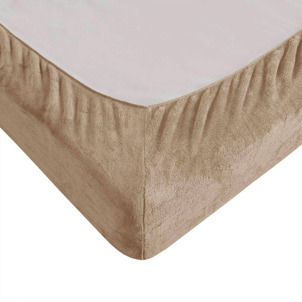 Taupe King Size Plush Polyester Sheet Set with Pillowcases