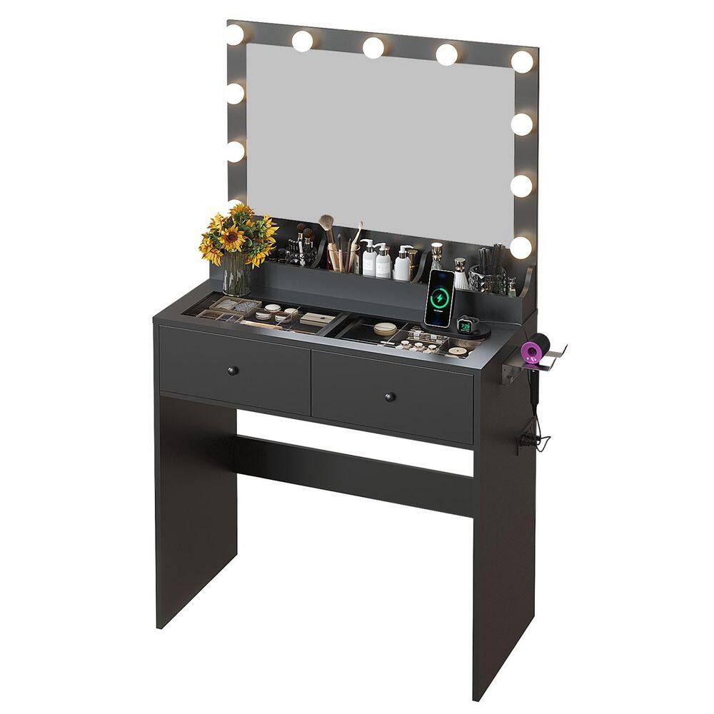 1 Piece Black Makeup Vanity Table with Mirror