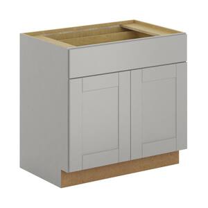 Princeton Shaker Assembled 36x34.5x24 in. Base Cabinet with Soft Close Drawer in Warm Gray