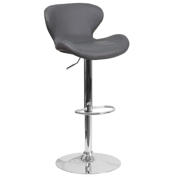 Flash Furniture Adjustable Height Gray Vinyl Cushioned Bar Stool