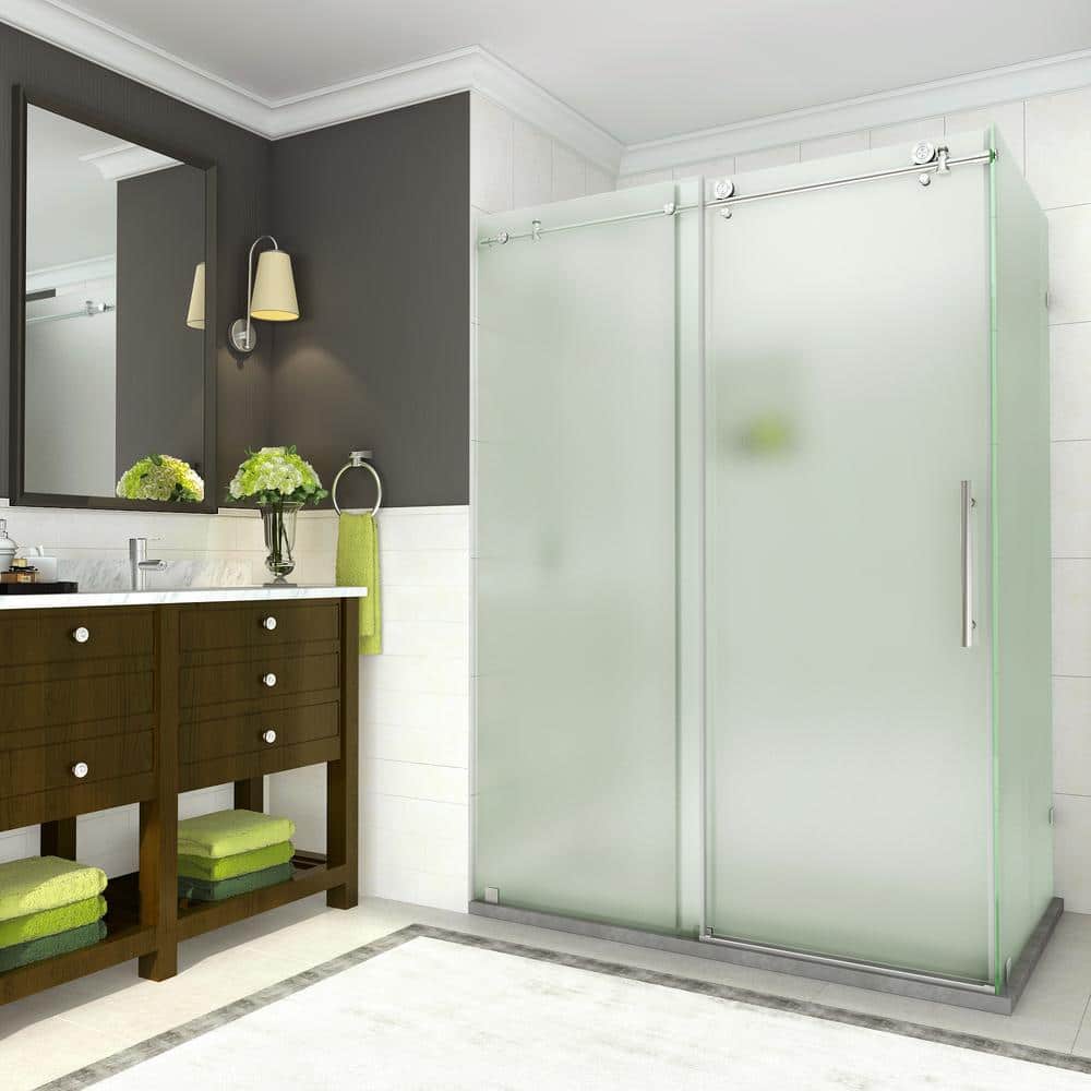 Aston Coraline 56 in. to 60 in. x 33.875 in. x 76 in. Frameless Sliding