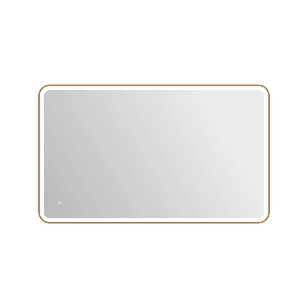 36 in. W x 60 in. H Rectangle Framed LED Wall Mirror in Satin Gold price history on PriceWatchPro