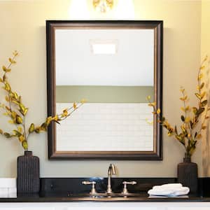 26 in. W x 32 in. H Framed Rectangular Beveled Edge Bathroom Vanity Mirror in Oil rubbed bronze