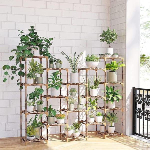 Large Triangular Wood Plant Stand Indoor 6 Tier Flower Pot Holder