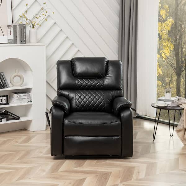 Black Faux Leather Recliners Lift Chair Relax Sofa Remote Control Recliner