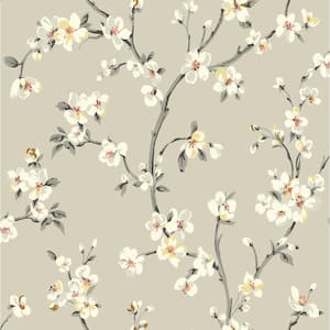 Sakura Sterling Floral Blossom Vinyl Peel and Stick Wallpaper Roll (Covers 30.75 sq. ft.)