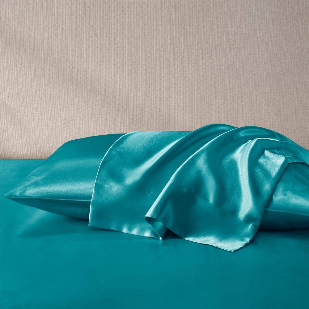 Teal Satin Standard/Queen Pillowcases Set of 2