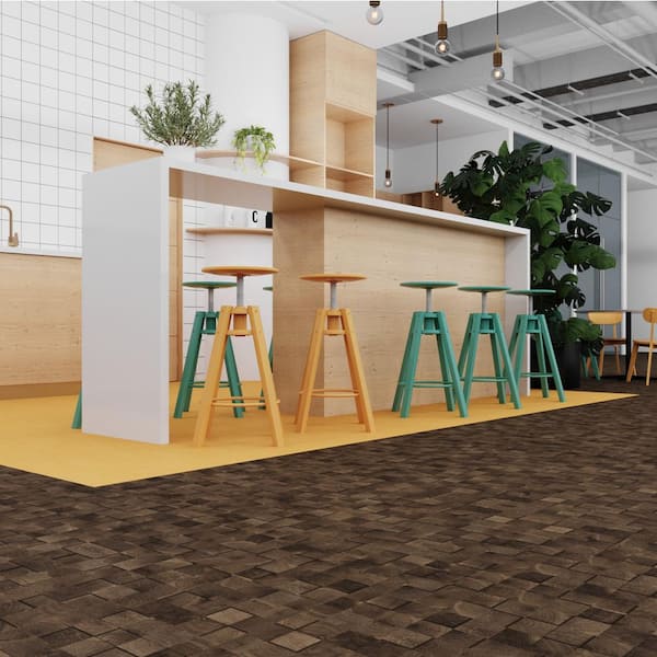 FabCore Umber Block 28 MIL x 12 in. W x 24 in. L Glue Down Waterproof Vinyl Tile Flooring (36 sqft/case)