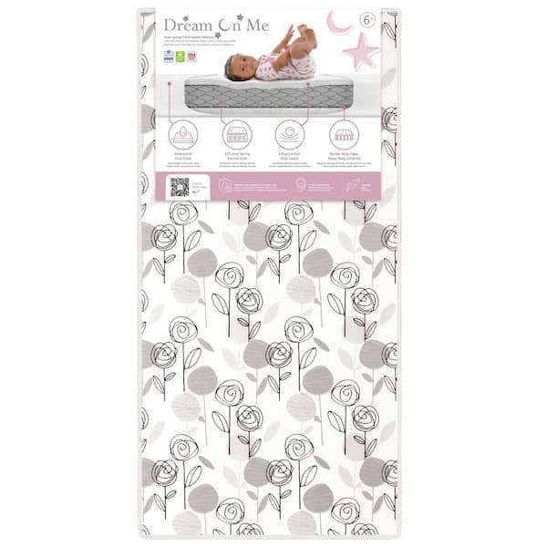Dream On Me Endless Roses Grey and Black Crib and Toddler Mattress