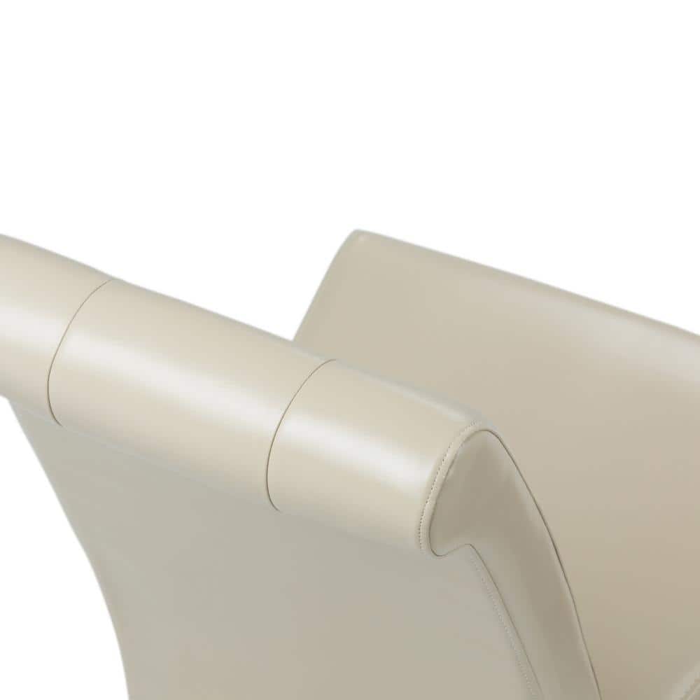Satin Cream Faux Leather Upholstered Parsons Side Chair, High Back