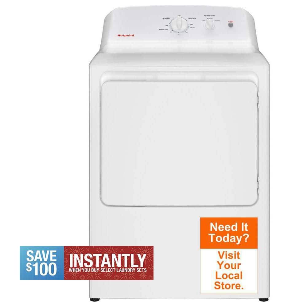 6.2 cu. ft. vented Electric Dryer in White with Auto Dry
