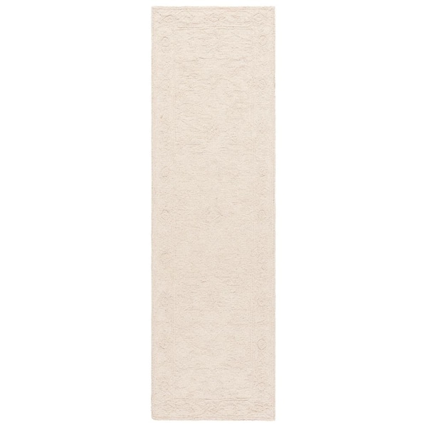 Marquee 2 ft. x 8 ft. Ivory Solid Ornate Border Runner Rug