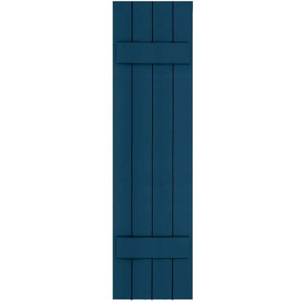 Winworks Wood Composite 15 in. x 58 in. Board & Batten Shutters Pair #637 Deep Sea Blue