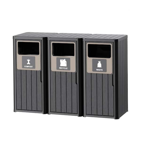 51 in. W x 17 in. D x 35 in. H Black 114 Gal. Outdoor Trash Can Storage Weatherproof Resin Garbage Can for Patio Kitchen
