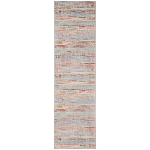Nourison Elation Ivory Multicolor 2 ft. x 8 ft. Floral Medallion Contemporary Kitchen Runner Area Rug