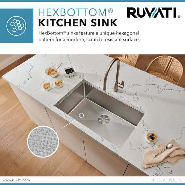 Ruvati Roma Hex 30 in. Undermount Single Bowl 16-Gauge Stainless