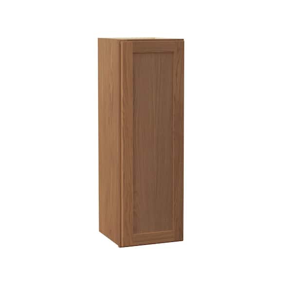 Hampton Bay Sinclair 12 in. W x 12 in. D x 36 in. H Assembled Wall Cabinet in Shaker Saddle Oak