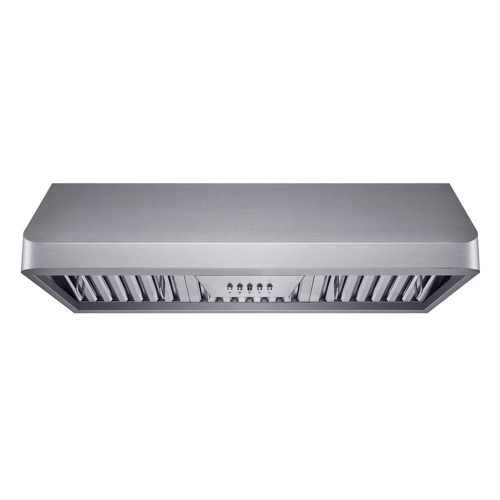 36 in. 330 CFM Ducted Under Cabinet Range Hood in Stainless with Steel Baffle Filters and Push Button