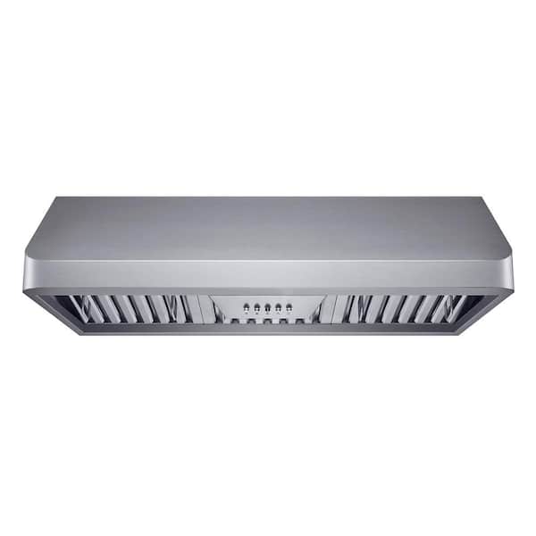 Winflo 36 in. 298 CFM Ducted Under Cabinet Range Hood in Stainless with Steel Baffle Filters and Push Button