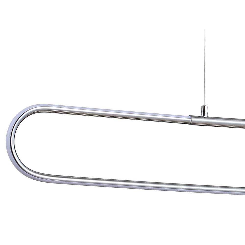Ned Minimalistic 39" Chrome LED Linear Pendant with Adjustable Height