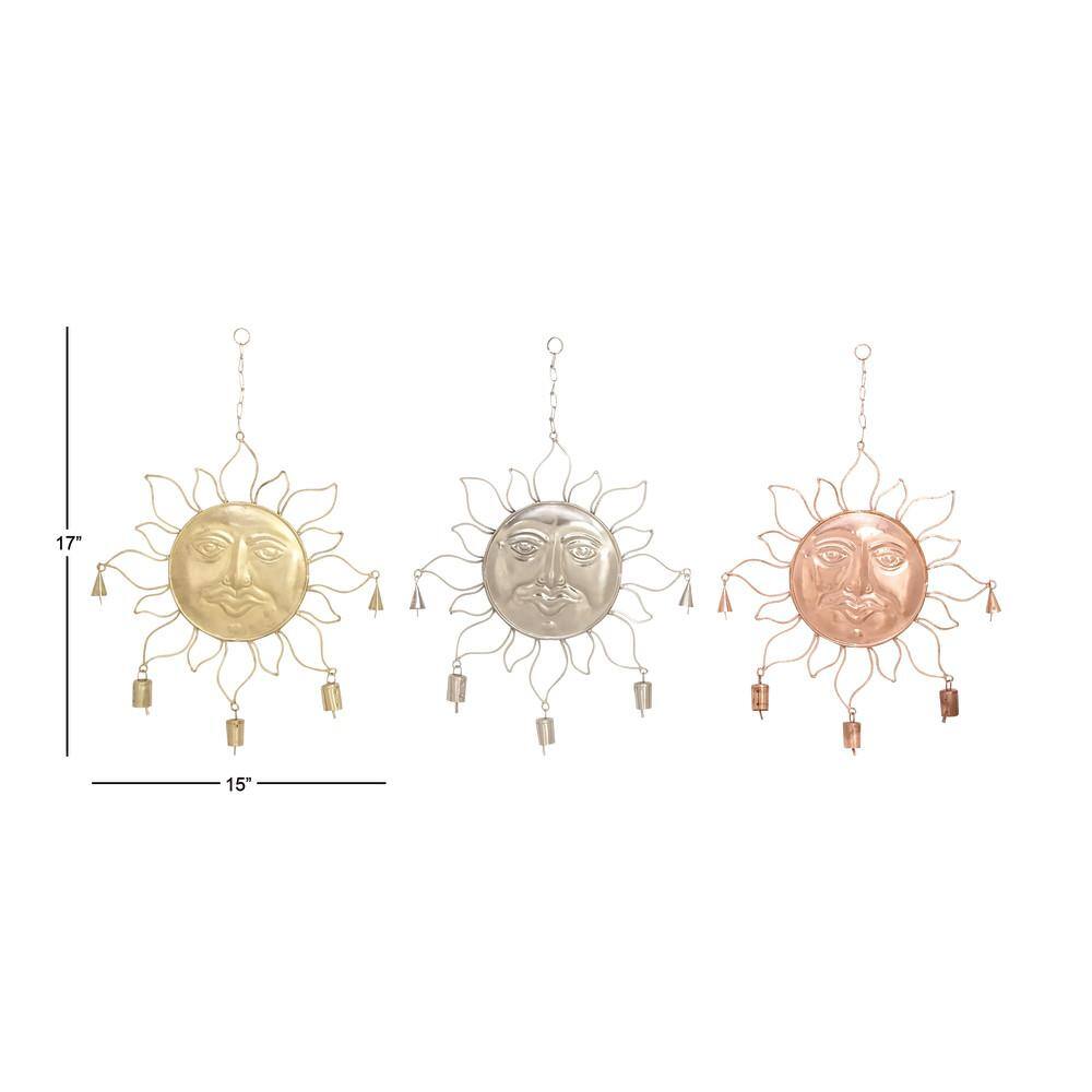 17 in. Multicolor Metal Sun Wind Chimes with Bells