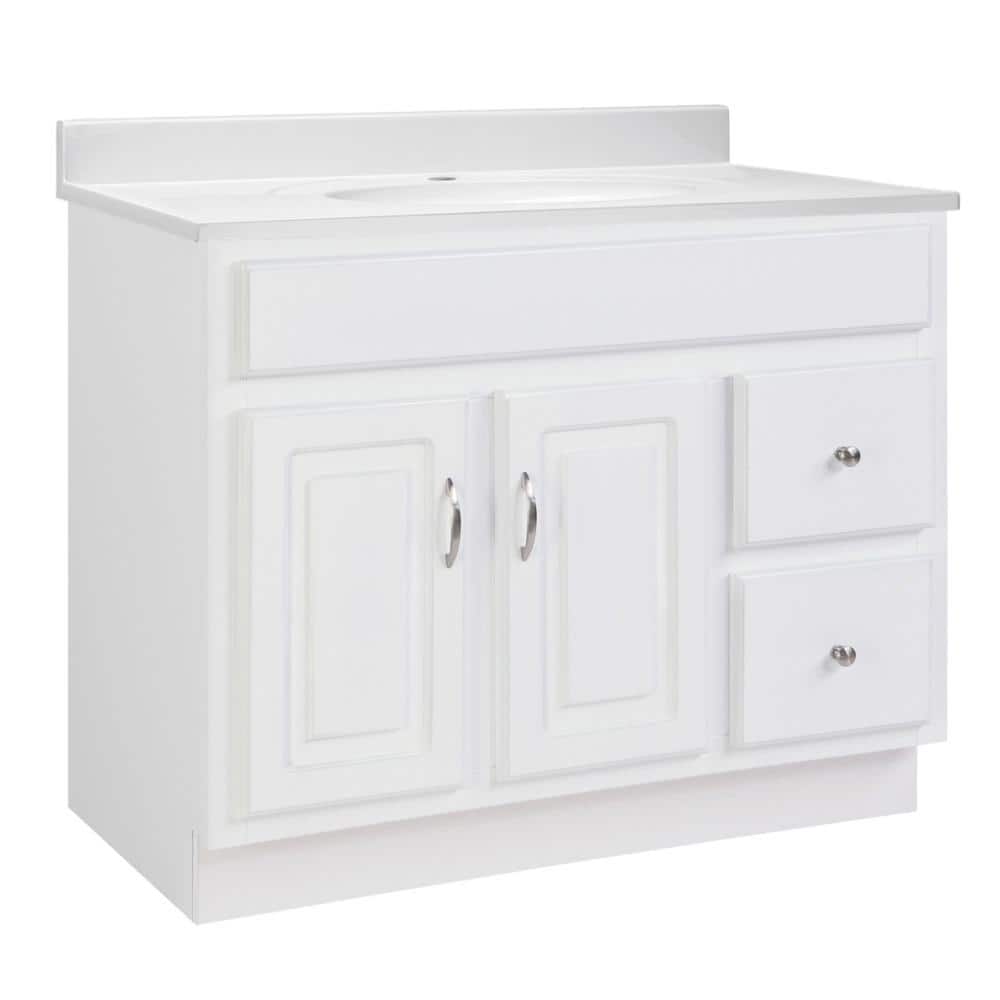 Concord 37 in. W Single 1-Hole Sink Bathroom Vanity in White with White Cul