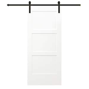 30 in. x 80 in. Birkdale Primed Solid Core Composite Sliding Barn Door with Oil Rubbed Bronze Hardware Kit