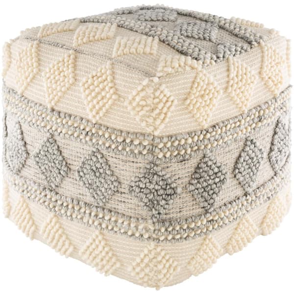 Livabliss Jalyn Bright Yellow Cottage 18 in. L x 18 in. W x 18 in. H Cotton Pouf
