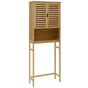 24.3 in. W x 67 in. H x 9.3 in. D Yellow Bamboo Over-the-Toilet Storage with Adjustable Shelf