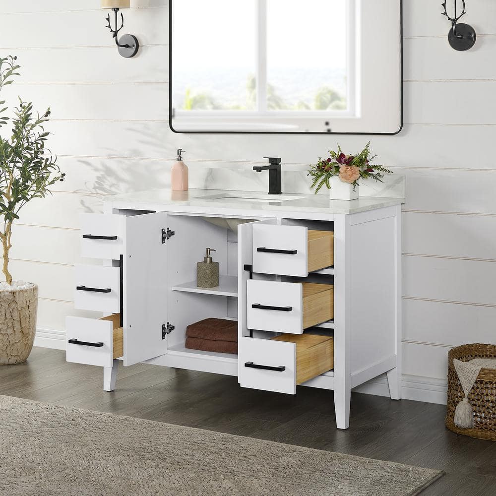 Laurel 47.2" White Fir Wood Single Bathroom Vanity Base