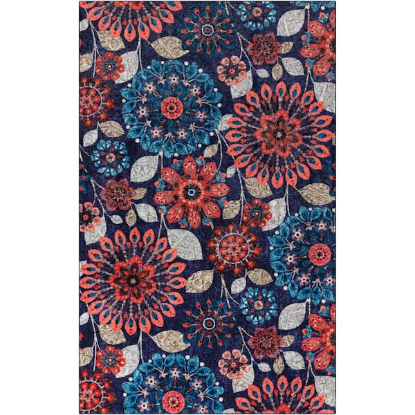 Mohawk Home Floral Dream Navy 5 ft. x 8 ft. Floral Area Rug 019011 ...