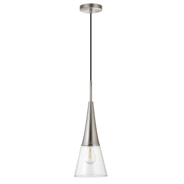 Meyer&Cross Myra 1-Light Brushed Nickel Pendant with Seeded Glass Shade