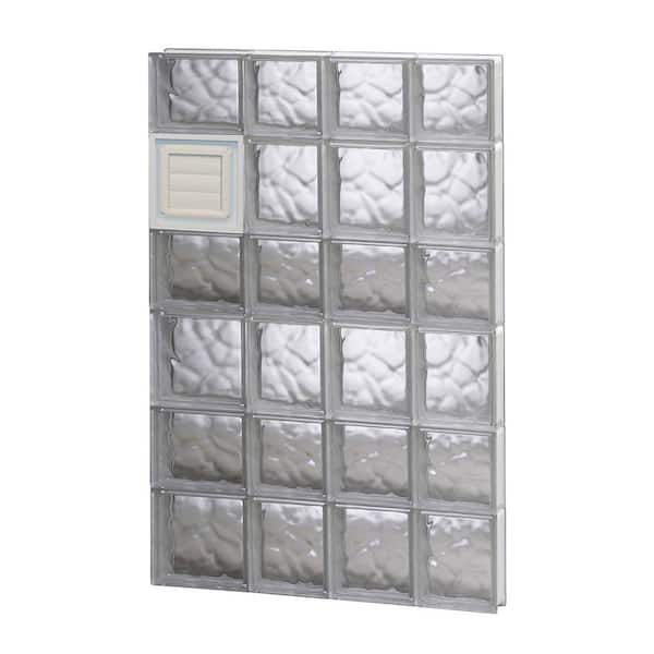 Clearly Secure 25 in. x 40.5 in. x 3.125 in. Frameless Wave Pattern Glass Block Window with Dryer Vent