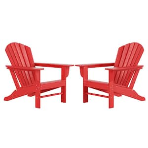 Mason Red Poly Plastic Outdoor Patio Classic Adirondack Chair, Fire Pit Chair (Set of 2)