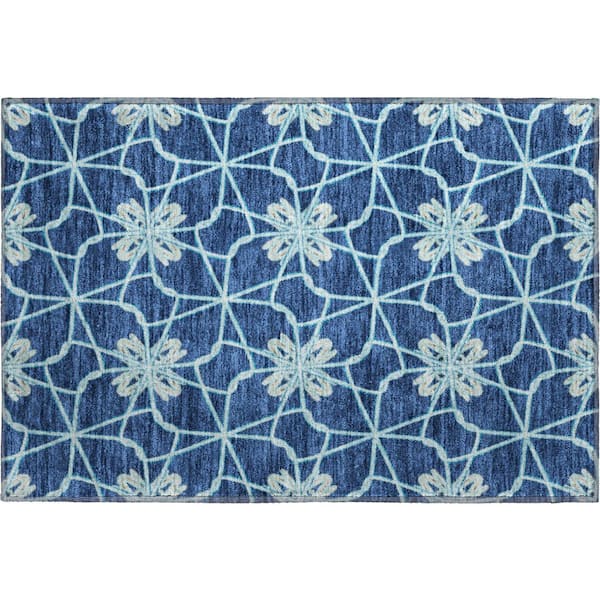 Addison Rugs Mayfield Premium Machine Washable Abstract AMF958 Navy 2 ft. x 3 ft. Area Rug