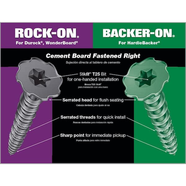 Rock On 9 X 1 5 8 In Serrated Flat Head Star Drive Cement Board Screws 575 Pack The Home Depot