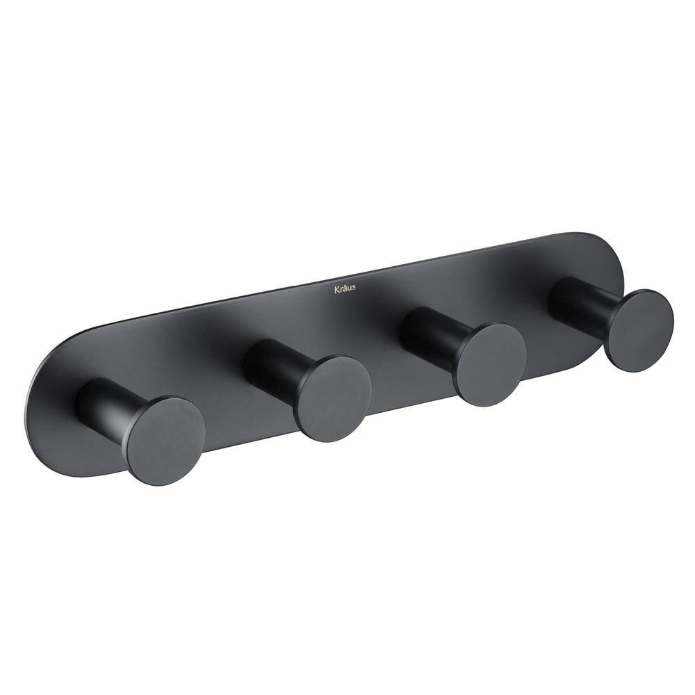 Matte Black Solid Brass 4-Hook Wall Mounted Rack