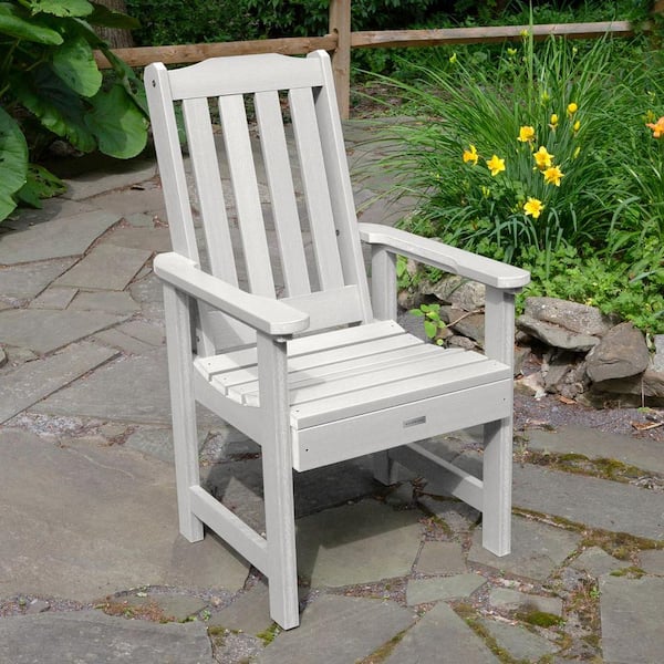 Highwood Lehigh White Recycled Plastic Outdoor Dining Arm Chair