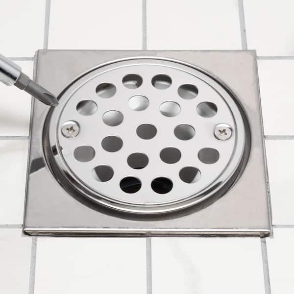 The Plumber's Choice 4-3/4 in. Stainless Steel and Silicone Shower Stall Drain Protector Bathtub Hair Catcher in Brushed Nickle