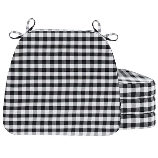 AAAAAcessories 16 in. x 17 in. Trapezoid Indoor Seat Cushion Dining Chair Cushion in Checkered Black/White (4-Pack)