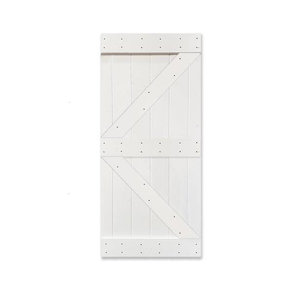 Calhome 42 In X 84 In K Series White Knotty Pine Wood Interior Sliding Barn Door Slab Door Diy K42w The Home Depot