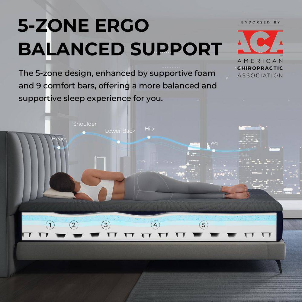 Cooling King Size Medium Memory Foam 14 in. Mattress, Both Sides Available - thumbnail 4