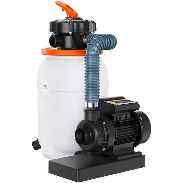 VEVOR Sand Filter Pump 0.33 HP 1585GPH 10 in. Swimming Pool Pump with 5-Way Valve and Pressure Gauge for Above Ground Pool