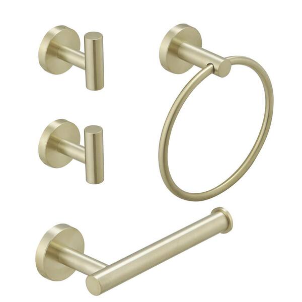 BWE Wood Bathroom Knob Coat Robe/Towel Hook in Brushed Gold (4-Pack)  A-91047-Gold - The Home Depot