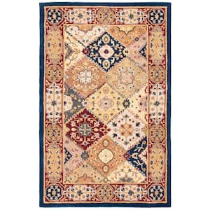 Heritage Multi/Red 4 ft. x 6 ft. Floral Border Area Rug