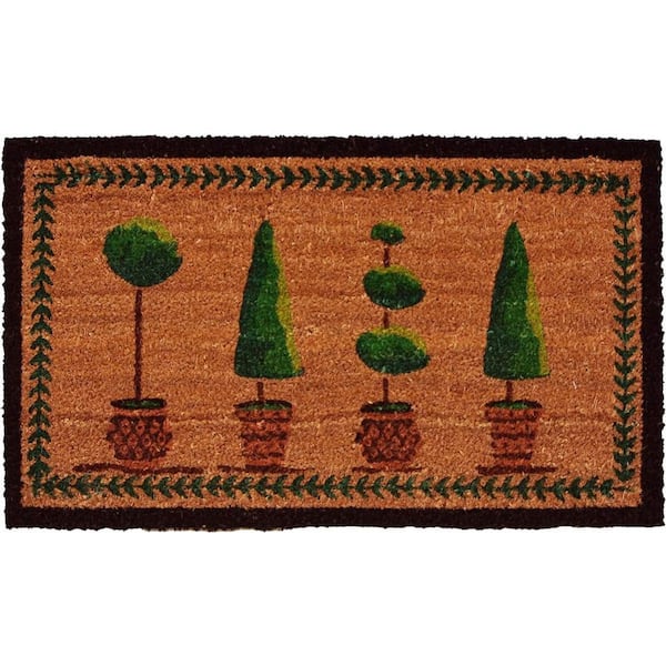 Multi-Colored 29 in. x 17 in. Coir Non-Slip Indoor / Outdoor Door Mat