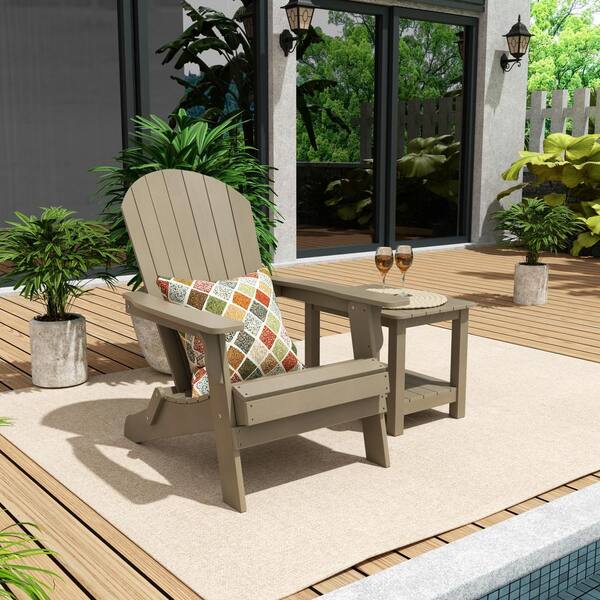 WESTIN OUTDOOR Vineyard 2 Piece Taupe Plastic Folding Adirondack