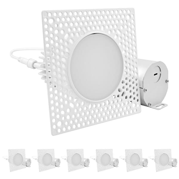 LUXRITE 3 in. Canless Remodel LED Trimless Recessed Light 5-Color Temperatures Dimmable Flood Light Damp and IC Rated (6-Pack)
