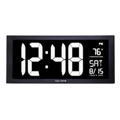 18 in. Large LED Clock with Indoor Temperature in White Display